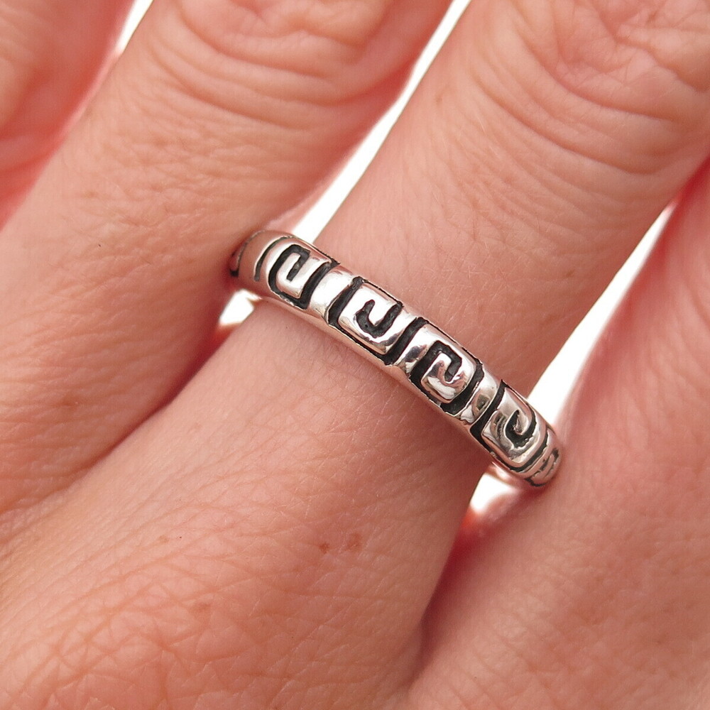 Zina 925 Sterling Silver Vintage Spiral Oxidized Band Ring Size 6.75